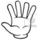 Mano extendida con todos los dedos levantados (numero 5 en LSC)